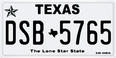 TX license plate DSB5765