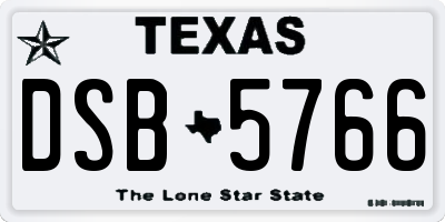TX license plate DSB5766