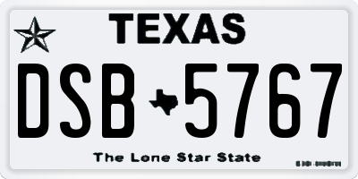 TX license plate DSB5767