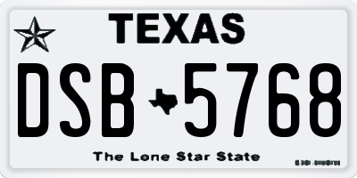 TX license plate DSB5768
