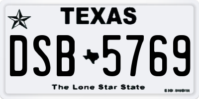 TX license plate DSB5769