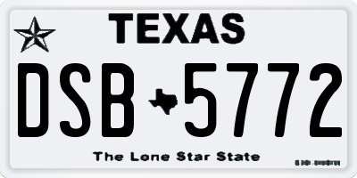 TX license plate DSB5772