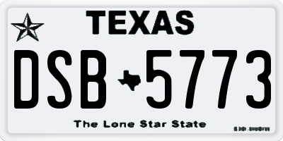 TX license plate DSB5773