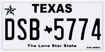 TX license plate DSB5774
