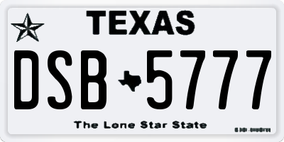 TX license plate DSB5777