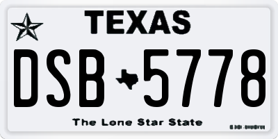 TX license plate DSB5778