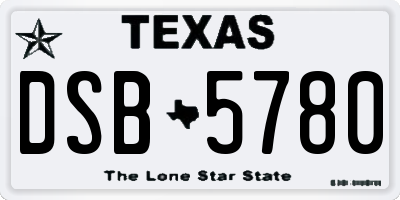 TX license plate DSB5780