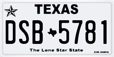 TX license plate DSB5781