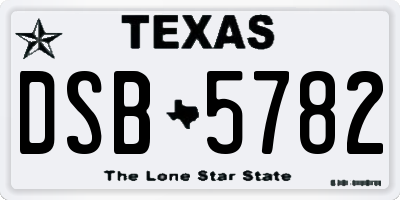 TX license plate DSB5782