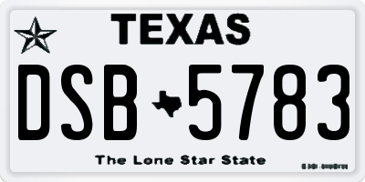 TX license plate DSB5783