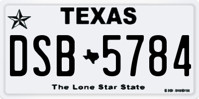 TX license plate DSB5784