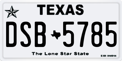 TX license plate DSB5785