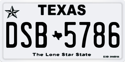 TX license plate DSB5786