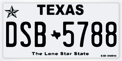 TX license plate DSB5788