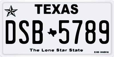 TX license plate DSB5789