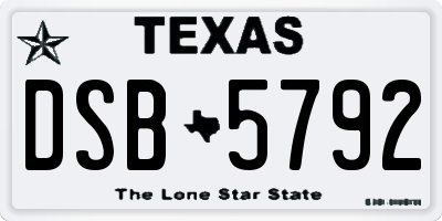 TX license plate DSB5792