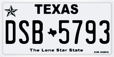 TX license plate DSB5793