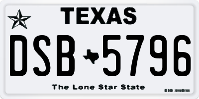 TX license plate DSB5796