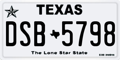 TX license plate DSB5798