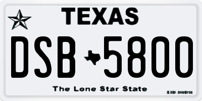 TX license plate DSB5800