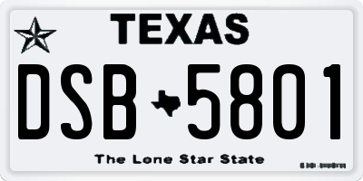 TX license plate DSB5801