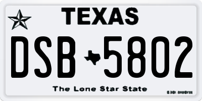 TX license plate DSB5802