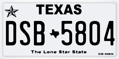TX license plate DSB5804
