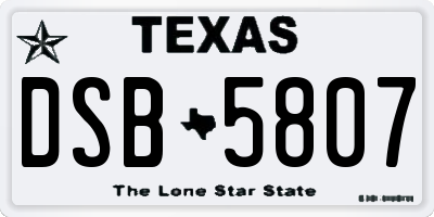 TX license plate DSB5807