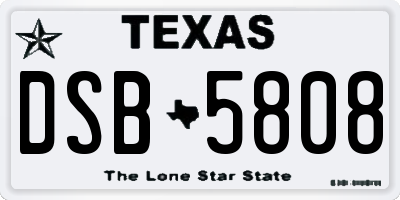TX license plate DSB5808