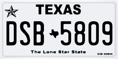 TX license plate DSB5809