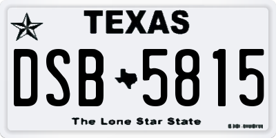 TX license plate DSB5815