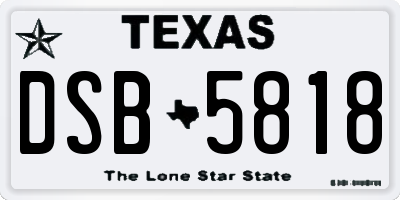 TX license plate DSB5818
