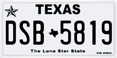 TX license plate DSB5819