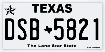 TX license plate DSB5821