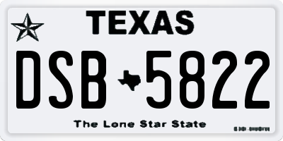 TX license plate DSB5822