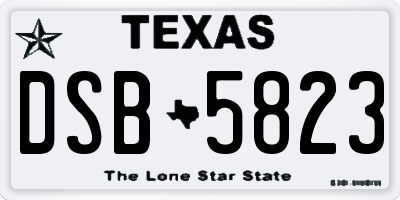 TX license plate DSB5823