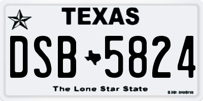 TX license plate DSB5824