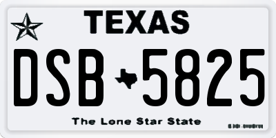 TX license plate DSB5825