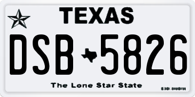TX license plate DSB5826