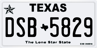 TX license plate DSB5829