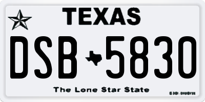 TX license plate DSB5830