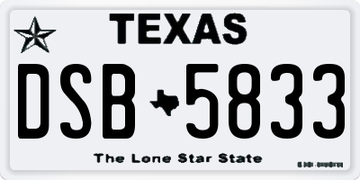 TX license plate DSB5833