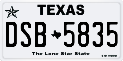 TX license plate DSB5835