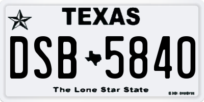 TX license plate DSB5840