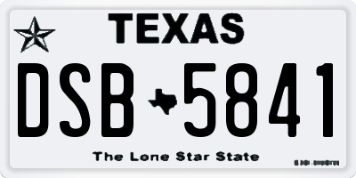 TX license plate DSB5841