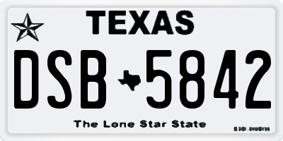TX license plate DSB5842