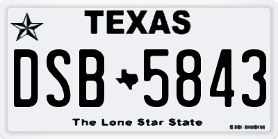TX license plate DSB5843