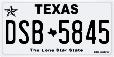 TX license plate DSB5845