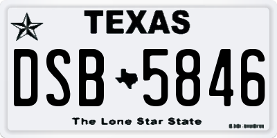 TX license plate DSB5846