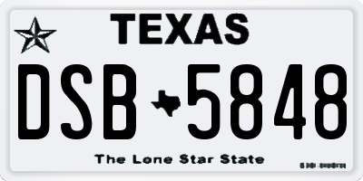 TX license plate DSB5848
